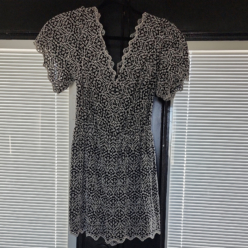 Elegant Black and White Lace ROMPER